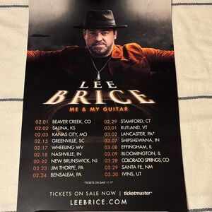 Concert Poster - Black and Orange. With Lee Brice pick added.